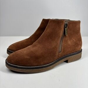 Italeau Foliana Women's US 6.5/EU 37 Cognac Suede Waterproof Side-Zip Ankle Boot